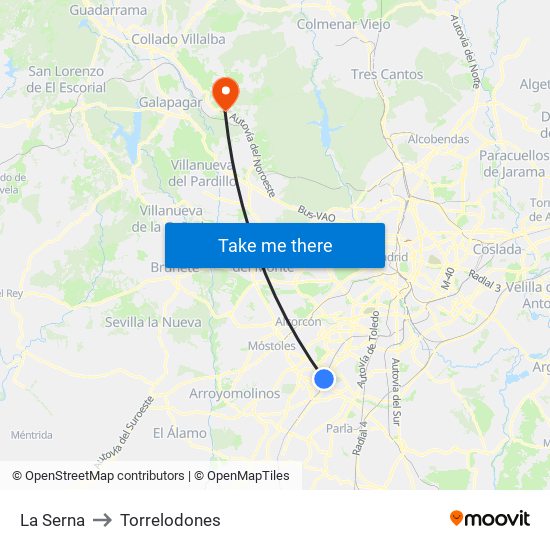 La Serna to Torrelodones map