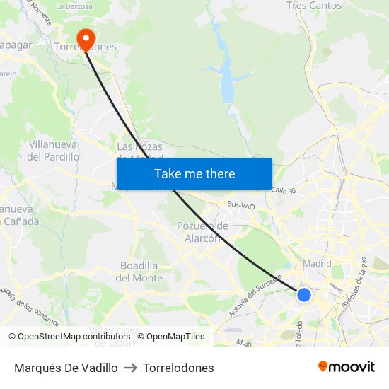 Marqués De Vadillo to Torrelodones map