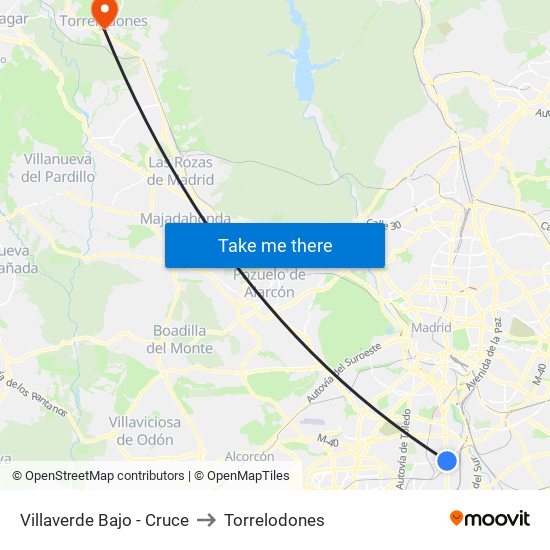 Villaverde Bajo - Cruce to Torrelodones map