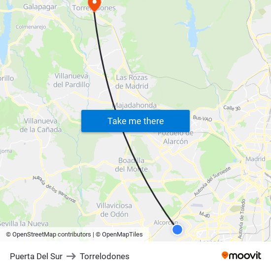 Puerta Del Sur to Torrelodones map