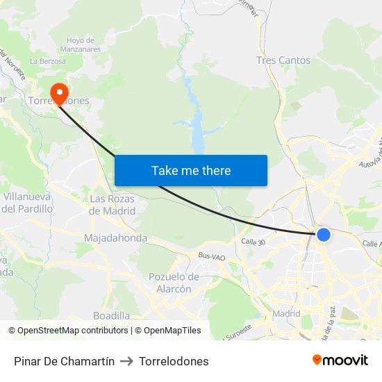 Pinar De Chamartín to Torrelodones map