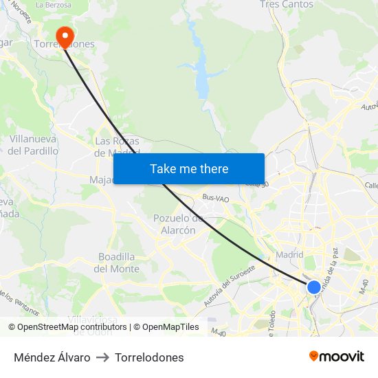 Méndez Álvaro to Torrelodones map