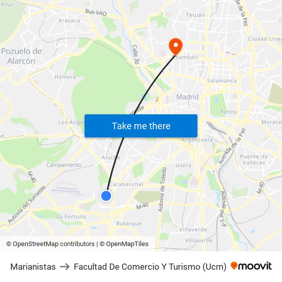Marianistas to Facultad De Comercio Y Turismo (Ucm) map