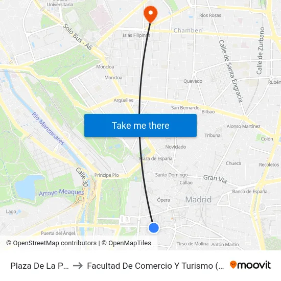 Plaza De La Paja to Facultad De Comercio Y Turismo (Ucm) map