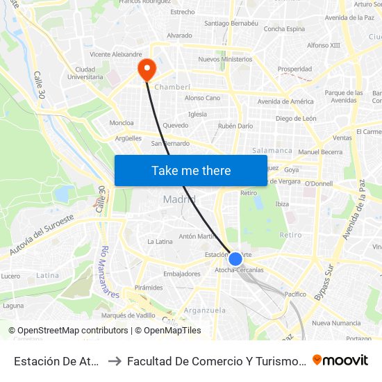 Estación De Atocha to Facultad De Comercio Y Turismo (Ucm) map