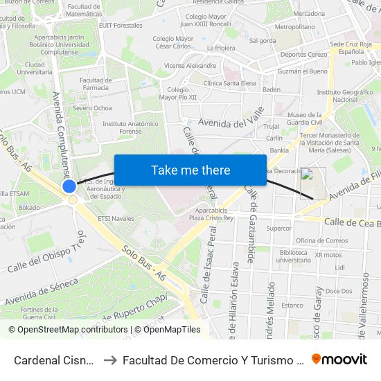 Cardenal Cisneros to Facultad De Comercio Y Turismo (Ucm) map