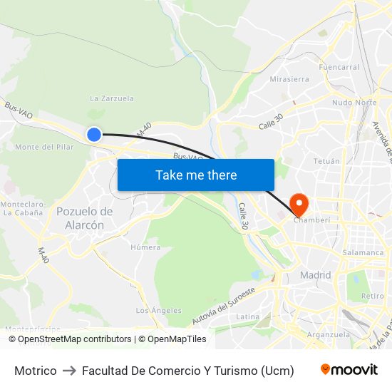 Motrico to Facultad De Comercio Y Turismo (Ucm) map