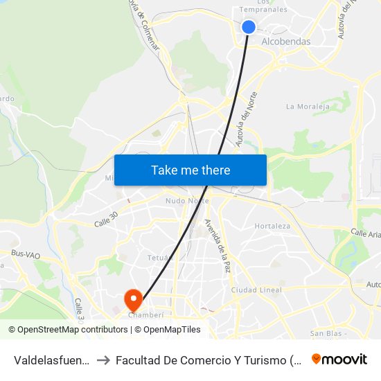 Valdelasfuentes to Facultad De Comercio Y Turismo (Ucm) map