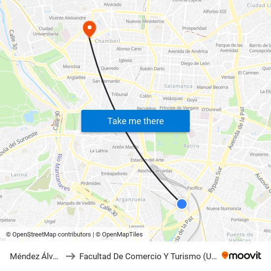 Méndez Álvaro to Facultad De Comercio Y Turismo (Ucm) map