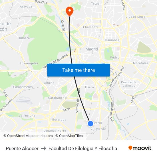 Puente Alcocer to Facultad De Filología Y Filosofía map