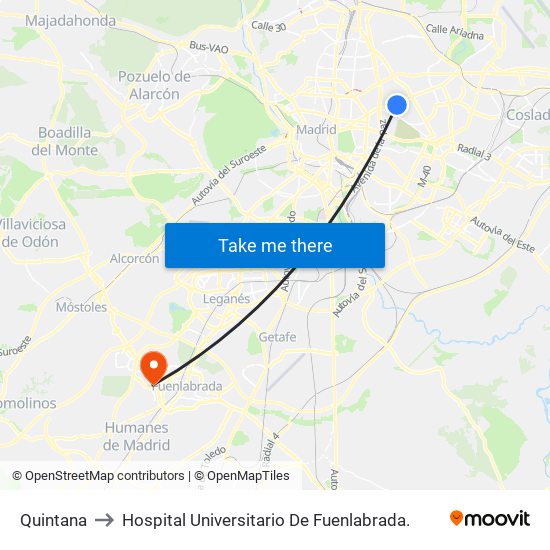 Quintana to Hospital Universitario De Fuenlabrada. map