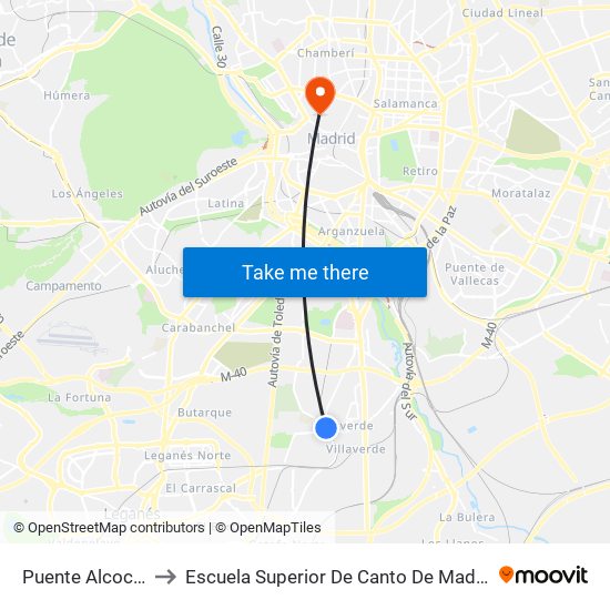 Puente Alcocer to Escuela Superior De Canto De Madrid map