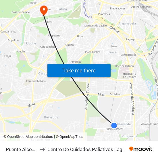 Puente Alcocer to Centro De Cuidados Paliativos Laguna map