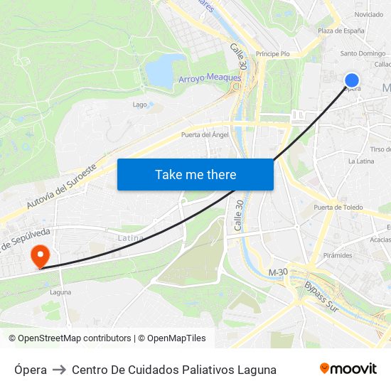 Ópera to Centro De Cuidados Paliativos Laguna map