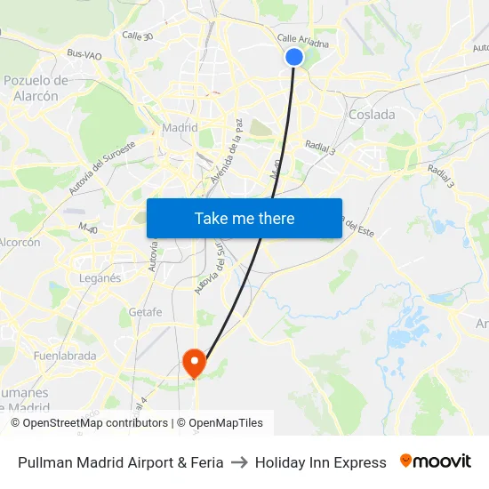 Pullman Madrid Airport & Feria to Holiday Inn Express map