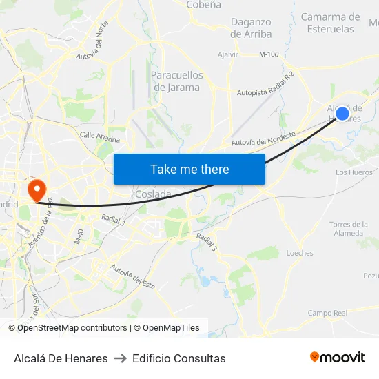 Alcalá De Henares to Edificio Consultas map