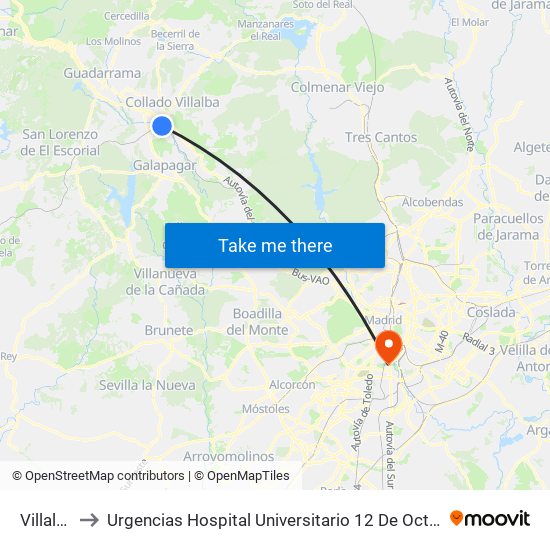 Villalba to Urgencias Hospital Universitario 12 De Octubre map
