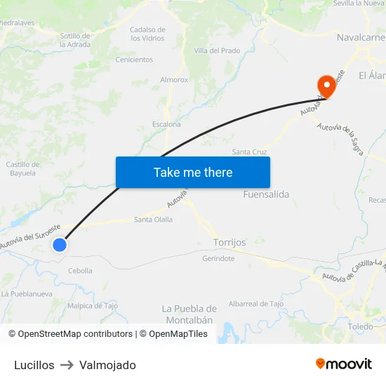 Lucillos to Valmojado map