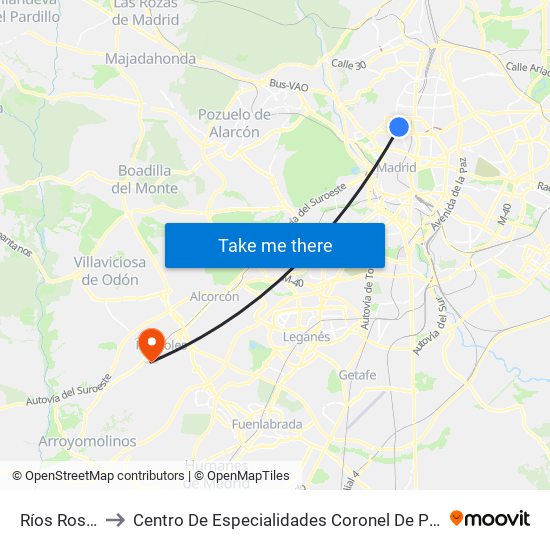 Ríos Rosas to Centro De Especialidades Coronel De Palma map