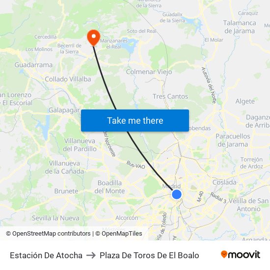 Estación De Atocha to Plaza De Toros De El Boalo map