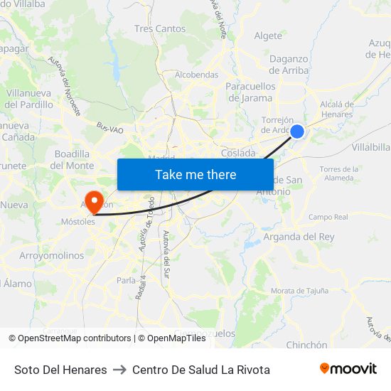 Soto Del Henares to Centro De Salud La Rivota map