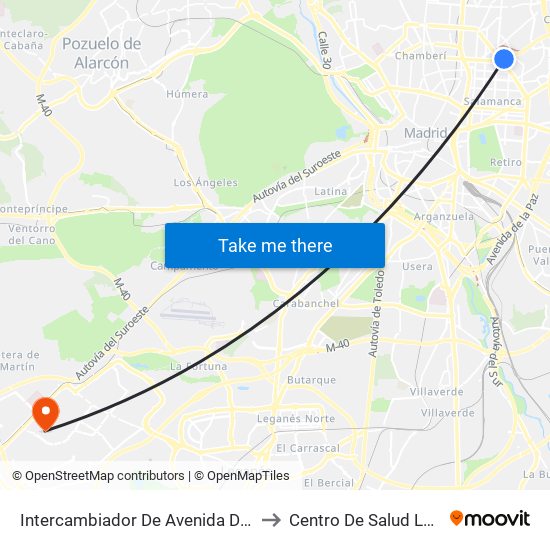 Intercambiador De Avenida De América to Centro De Salud La Rivota map