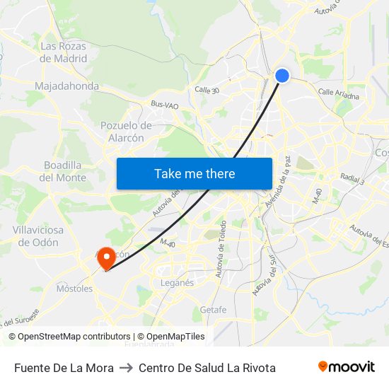 Fuente De La Mora to Centro De Salud La Rivota map