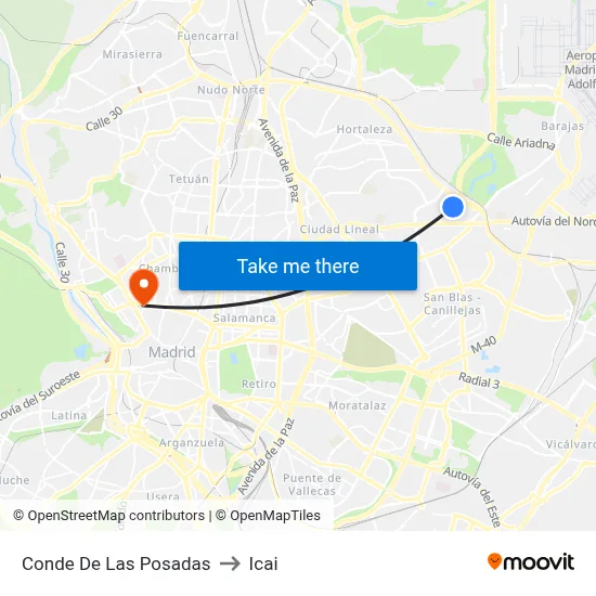 Conde De Las Posadas to Icai map