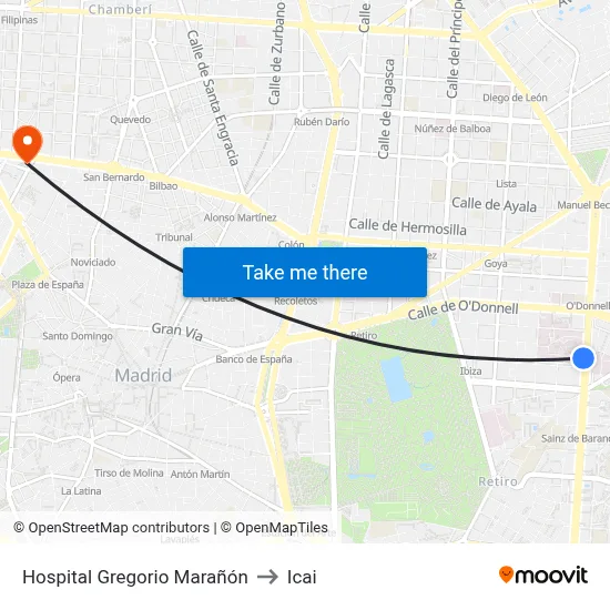 Hospital Gregorio Marañón to Icai map
