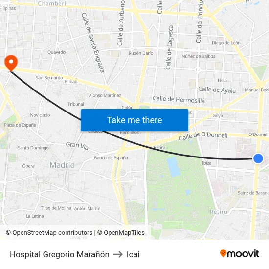Hospital Gregorio Marañón to Icai map