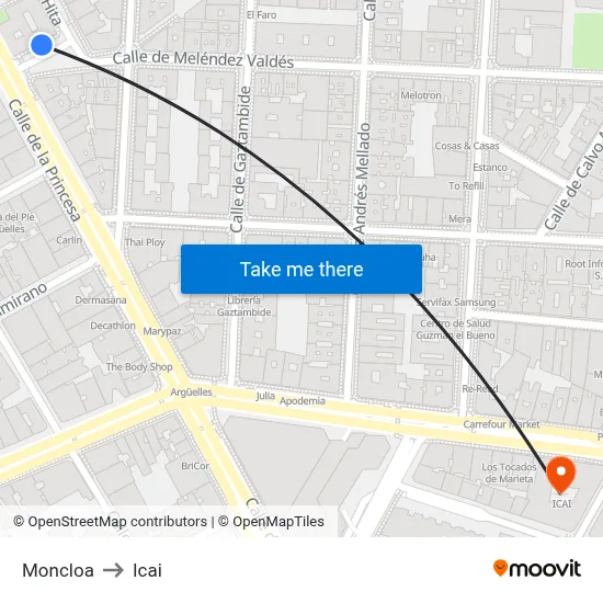 Moncloa to Icai map