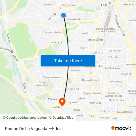 Parque De La Vaguada to Icai map