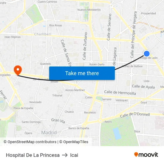 Hospital De La Princesa to Icai map