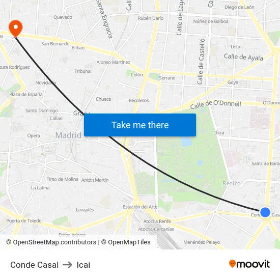 Conde Casal to Icai map