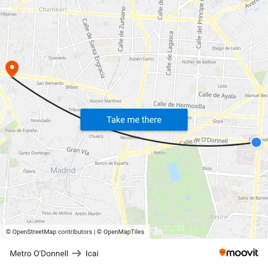 Metro O'Donnell to Icai map