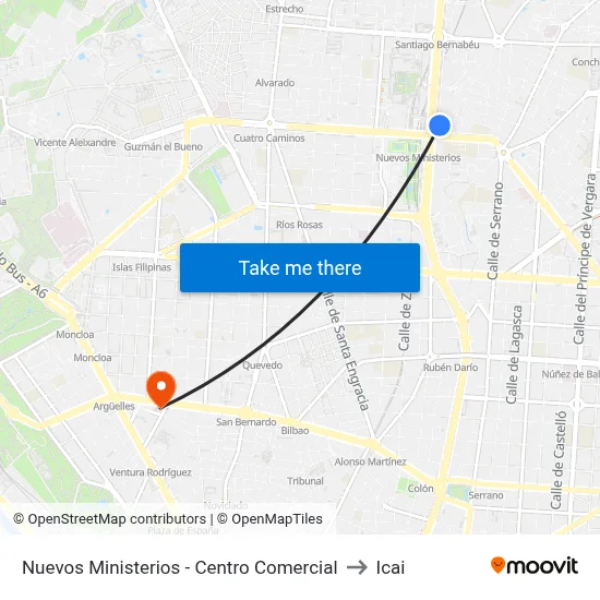 Nuevos Ministerios - Centro Comercial to Icai map