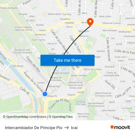 Intercambiador De Príncipe Pío to Icai map