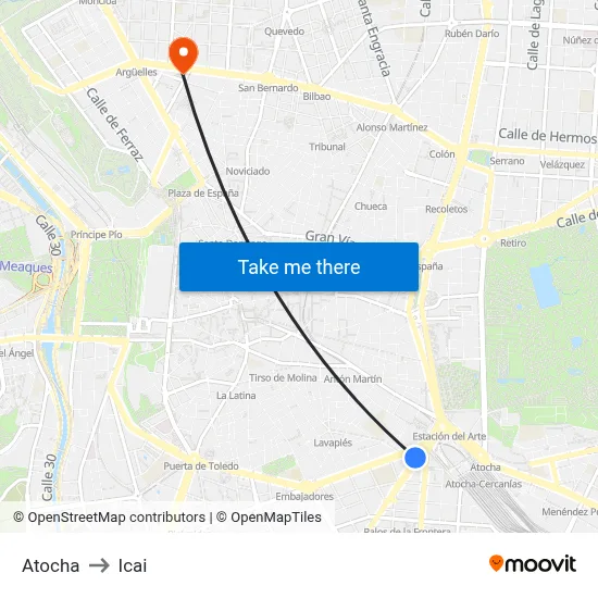 Atocha to Icai map