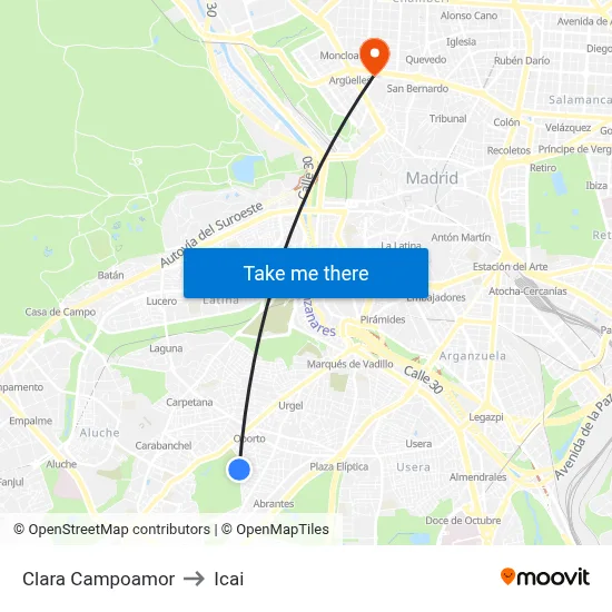 Clara Campoamor to Icai map