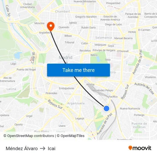 Méndez Álvaro to Icai map