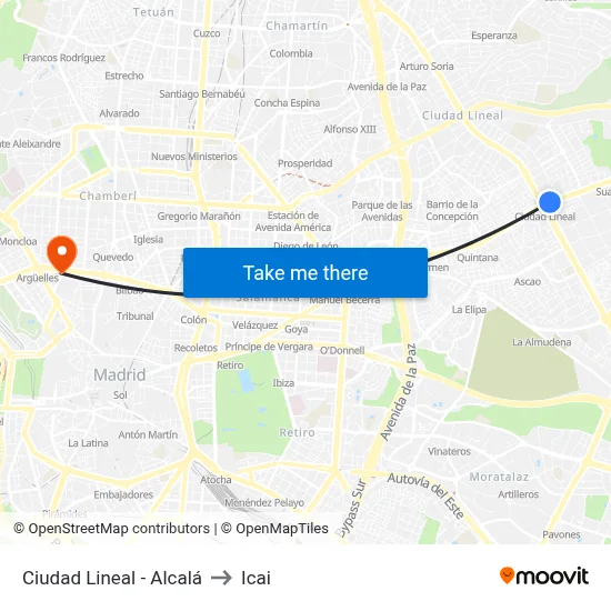 Ciudad Lineal - Alcalá to Icai map