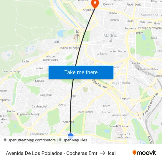 Avenida De Los Poblados - Cocheras Emt to Icai map