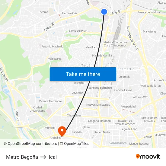 Metro Begoña to Icai map
