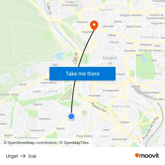 Urgel to Icai map