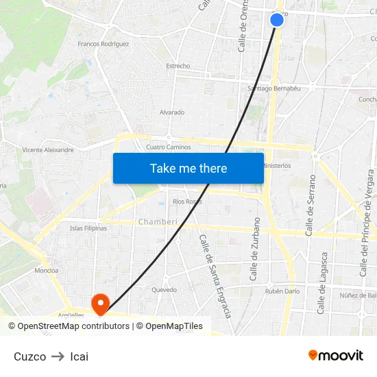 Cuzco to Icai map