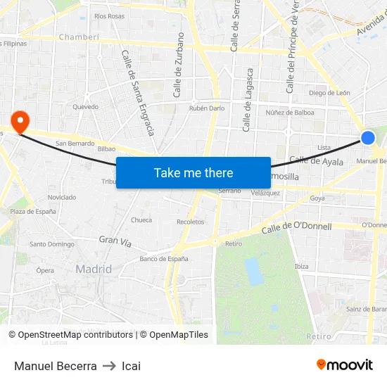 Manuel Becerra to Icai map