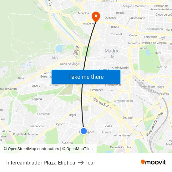 Intercambiador Plaza Elíptica to Icai map
