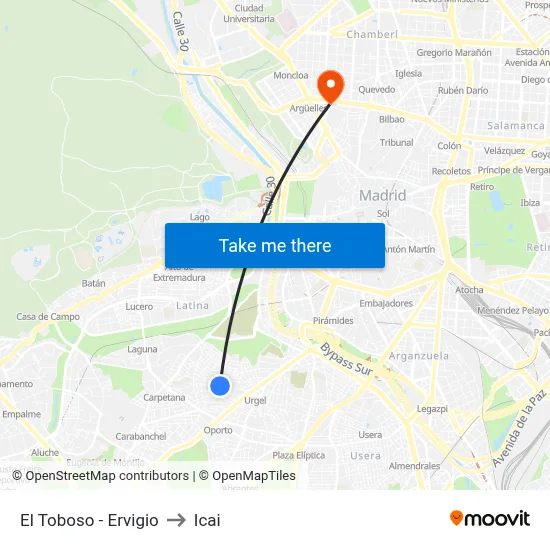 El Toboso - Ervigio to Icai map