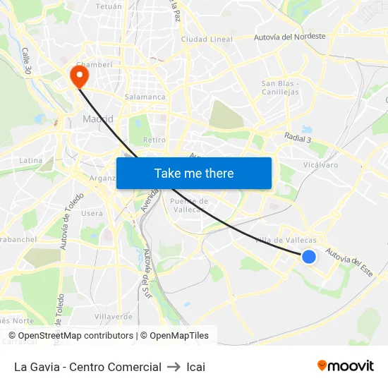 La Gavia - Centro Comercial to Icai map