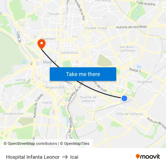 Hospital Infanta Leonor to Icai map